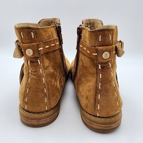 Hush Puppies Chardon Belt Suede Boots Booties Womens Size 7 Cognac Brown Western - Picture 4 of 12